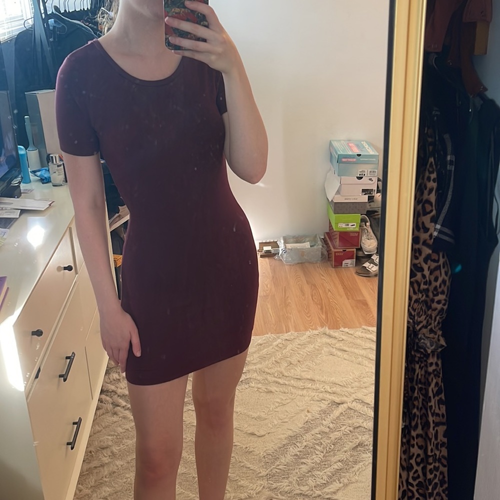 Form fitting burgundy dress